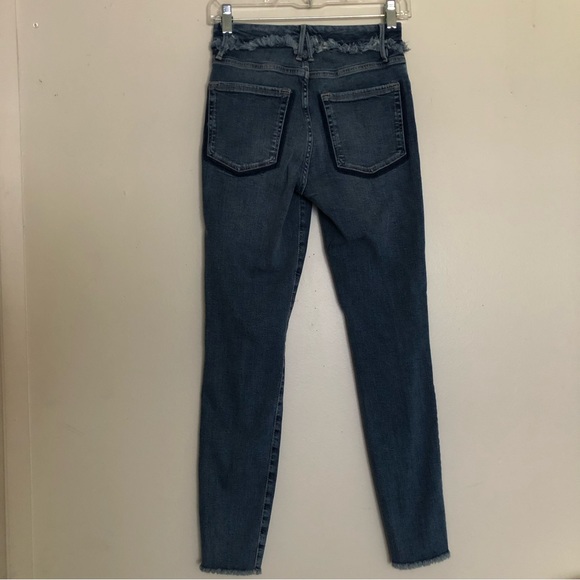 Good American Good Legs Frayed High Waist Ankle Skinny Jeans Size 4 Womens Denim - Picture 5 of 8